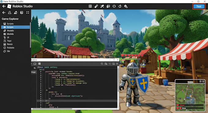 create a roblox game with scripting, roblox map design, model, ui and systems