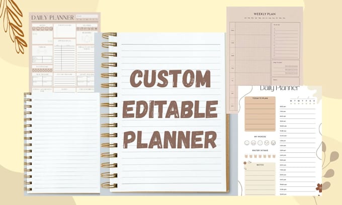 custom printable, editable planner, workbook, worksheet, journal on canva