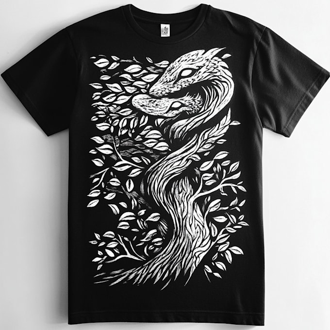 draw unique linocut tshirt in my style