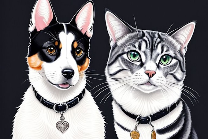 create a custom pet portrait, dog portrait cat portrait