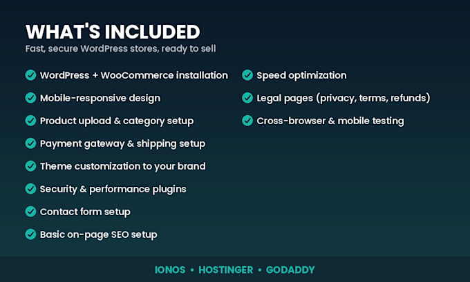 create a responsive wordpress ecommerce store on ionos hostinger ai or godaddy