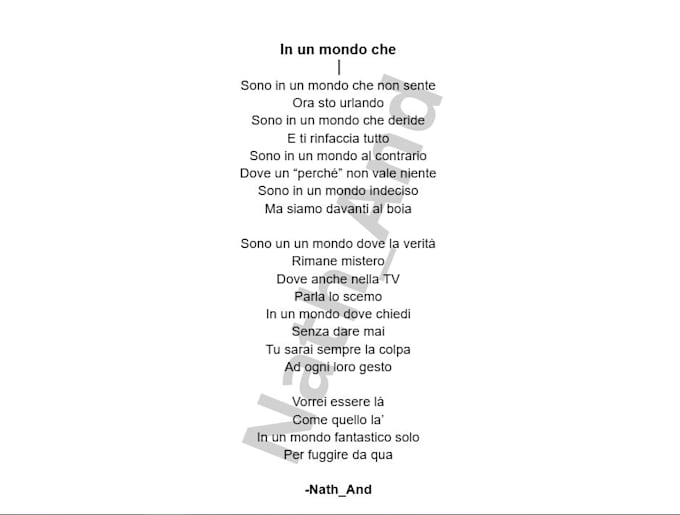write a verse of a song in italian