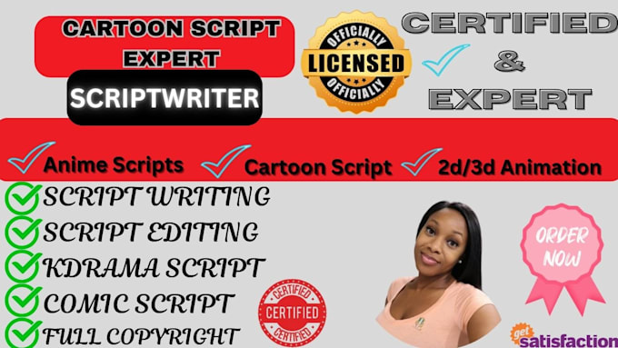 do script writing for cartoon video, manga, comics, animation