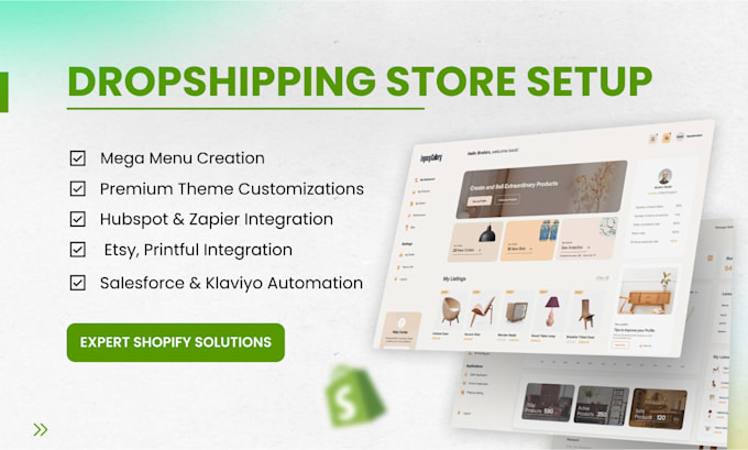 set up automated shopify store webiste for dropshipping
