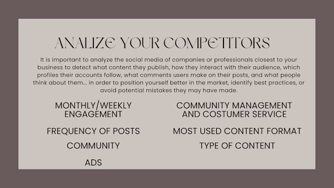 do a competitor research in your social media