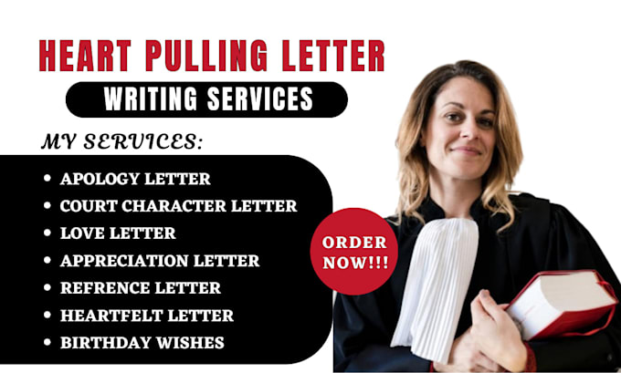 write an apology letter, court character, love, congratulations, divorce letters