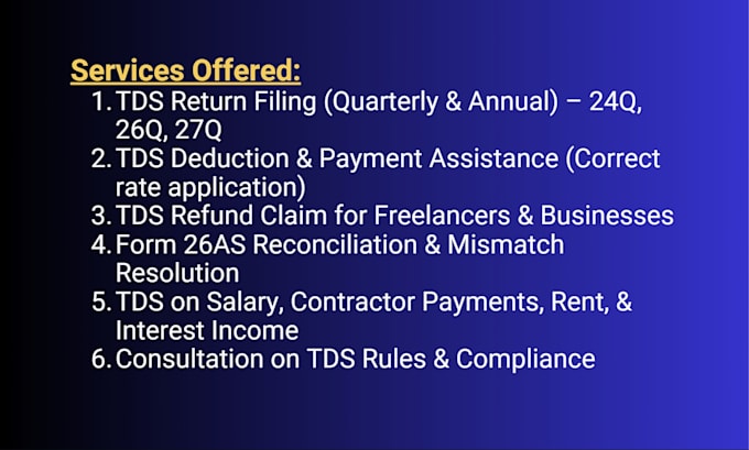 do tds filing, refunds and compliance