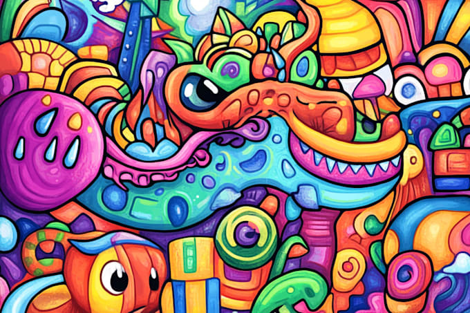 create colorful doodle art illustration