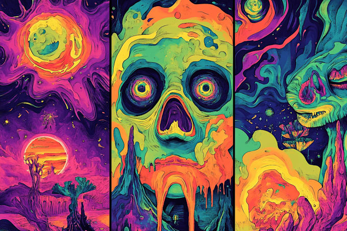 make trippy, psychedelic, surreal, illustrations designs