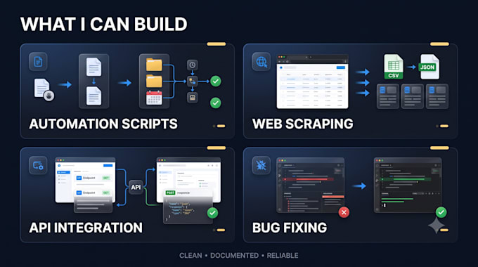 develop python scripts, automation tools and fix bugs