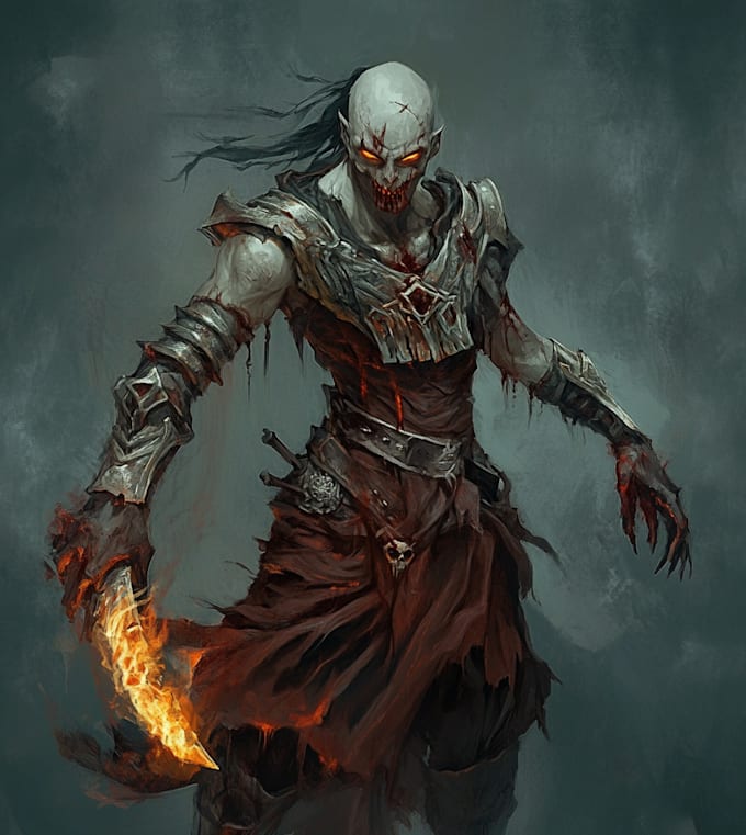 do a unique dnd horror character art , dnd fantasy charecter