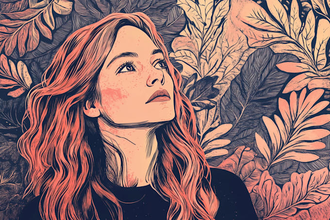 draw a custom portrait in linocut style