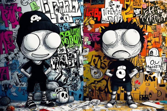 create cartoon doodle art illustration for your project