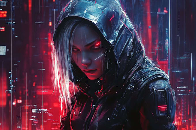 design stunning sci fi, cyberpunk, digital portrait