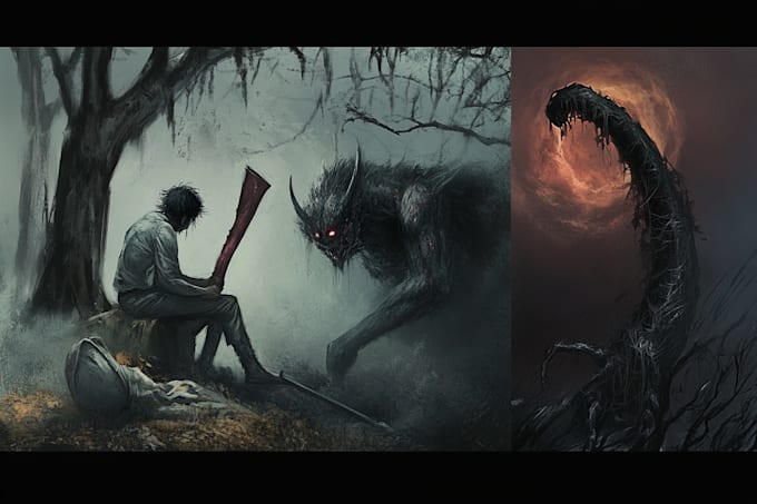 do sci fi horror and fantasy scene concept art illustrations