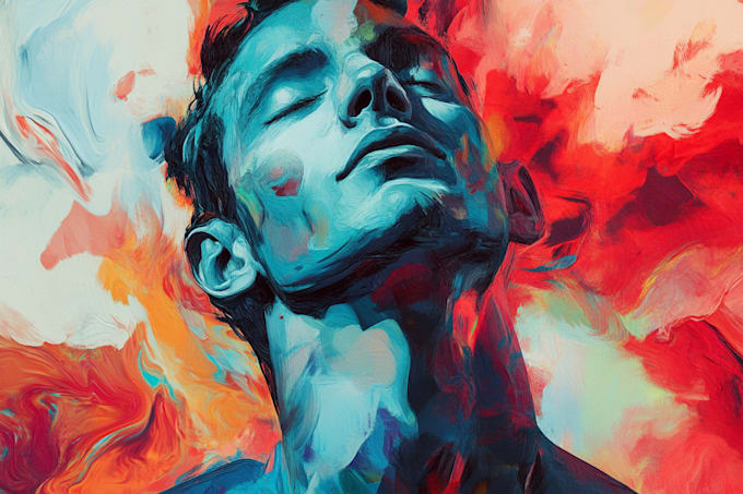 draw abstract art colorful digital oil painting portrait