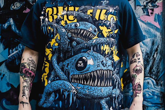draw a custom dark surrealism for apparel