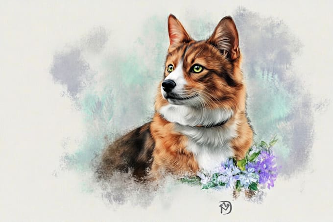 create a custom watercolor pet portrait or pet painting