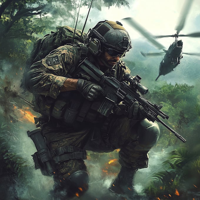 draw tactical, warrior or military themed illustrations
