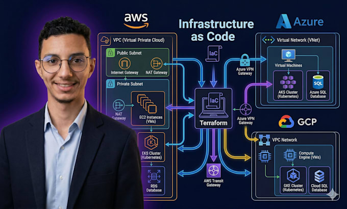 automate you cloud infra on azure, AWS, gcp cloud infra with terraform devops