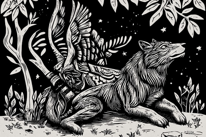 create custom linocut illustration with fast delivery