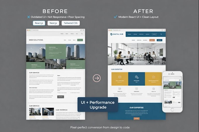 convert figma, xd or PSD to responsive next js with tailwind CSS