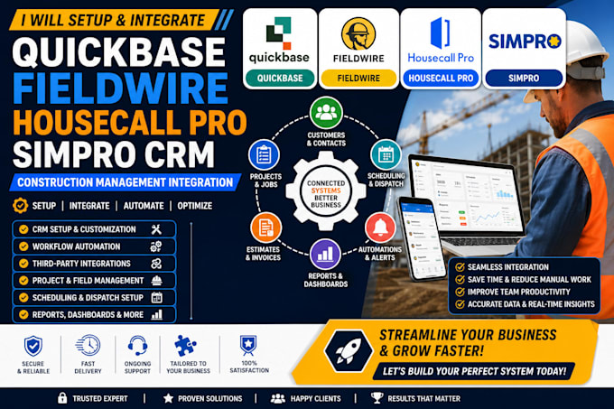 set up quickbase fieldwire housecall pro simpro CRM integration
