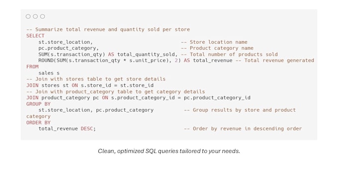 write sql queries and design efficient databases for your needs