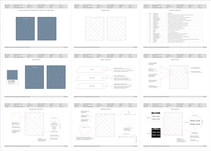 create bedding items tech pack for your manufacturers