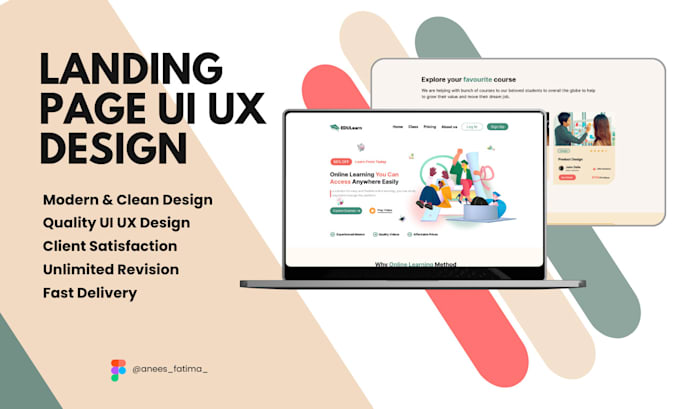 create professional and modern landing page UI UX design using figma