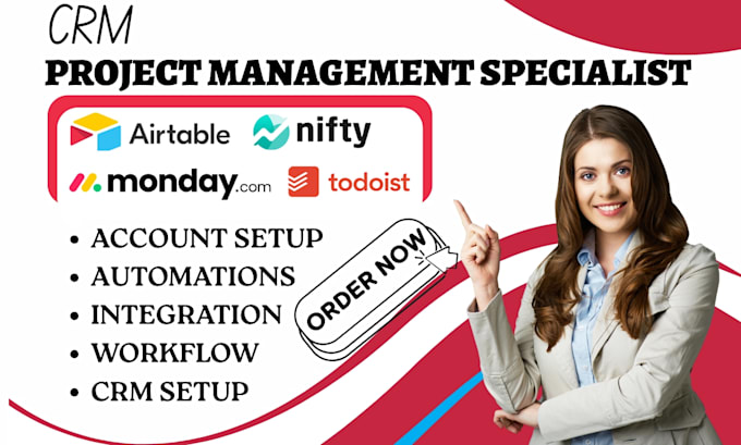 setup nifty monday crm automation notion project management airtable todoist va