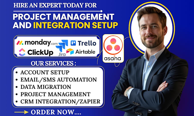 setup monday CRM clickup asana jira trello airtable automation