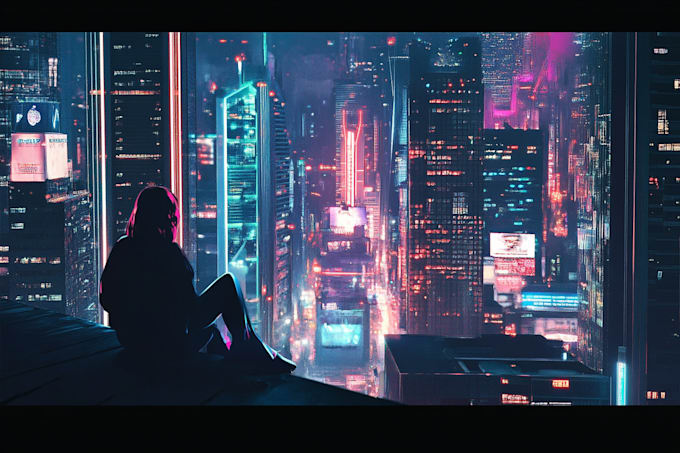do cyberpunk scifi futuristic city