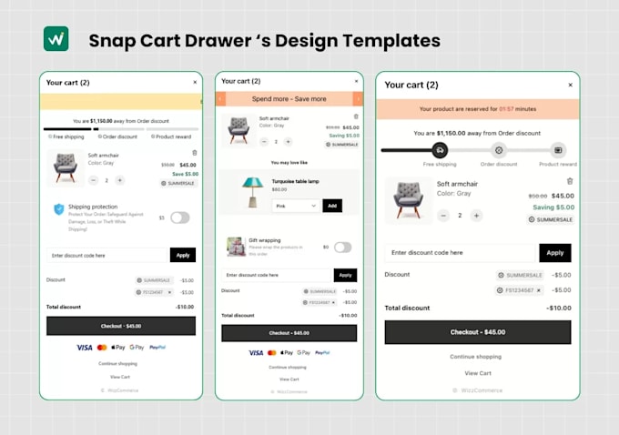 create shopify ajax cart drawer slide cart with upsell