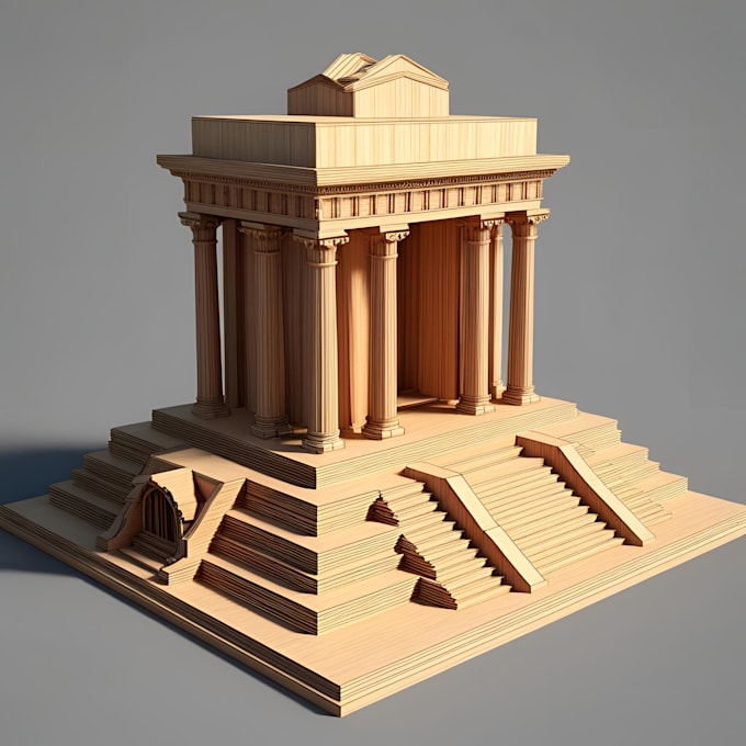 model miniature building monument modern mansion for 3d printing in blender