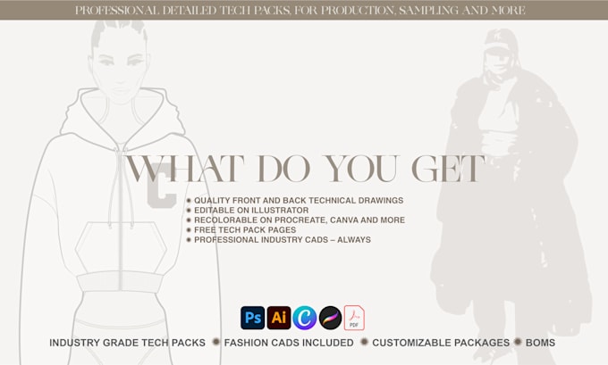 develop an professional fashion technical flat for you