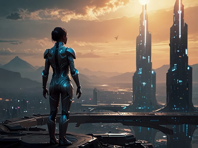 design stunning sci fi portrait art