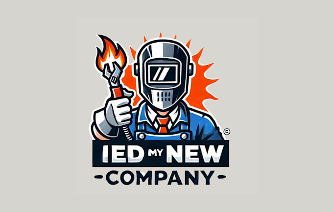 do custom welder man mascot logo design strong, bold, unique