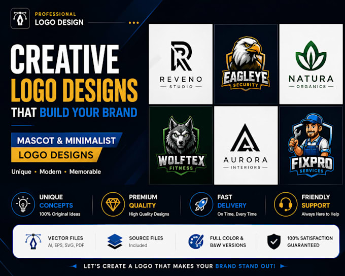 design a modern minimalist and mascot logo for your brand