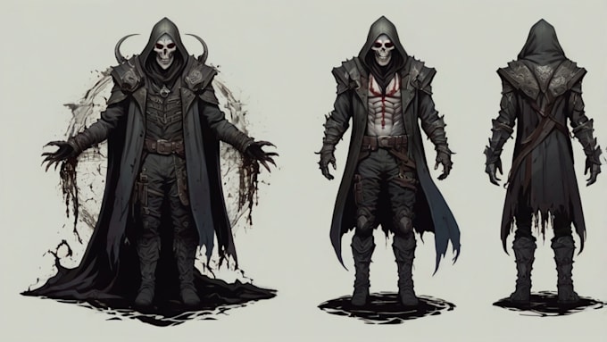 do a fantasy horror character logo and portrait
