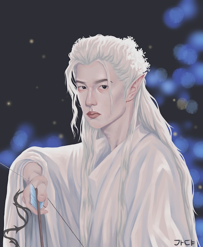 create a unique fantasy character design with detailed rendering