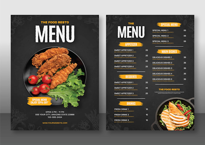 design a creative food or catering menu flyer