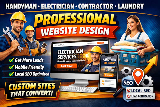 design laundry, electrician, contractor, handyman websites with SEO optimization