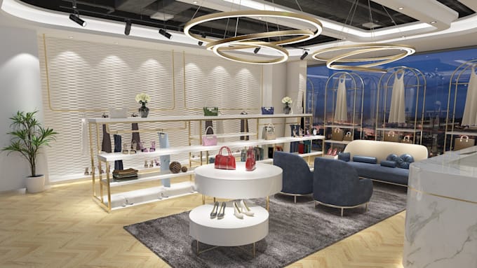3d model render office retail restaurant bar interior design