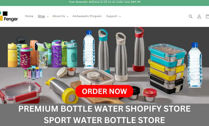 water battle shopify store drinkware website print on demand shopify website