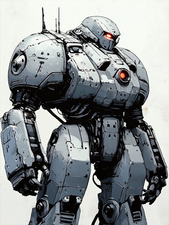 make  mecha, robot, sci fi concept art