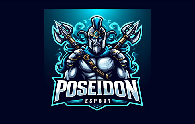 design creative poseidon mascot logo with express delivery