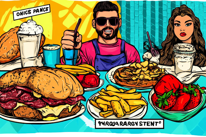 make a food pop art illustration
