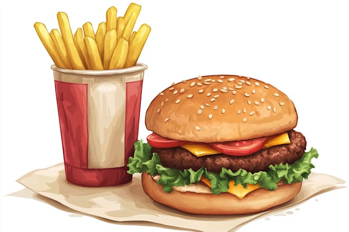 draw food or any object in a realistic, vector cartoon