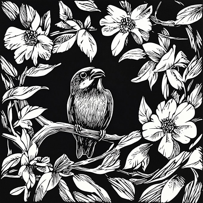 create awesome linocut illustration or linocut imitation